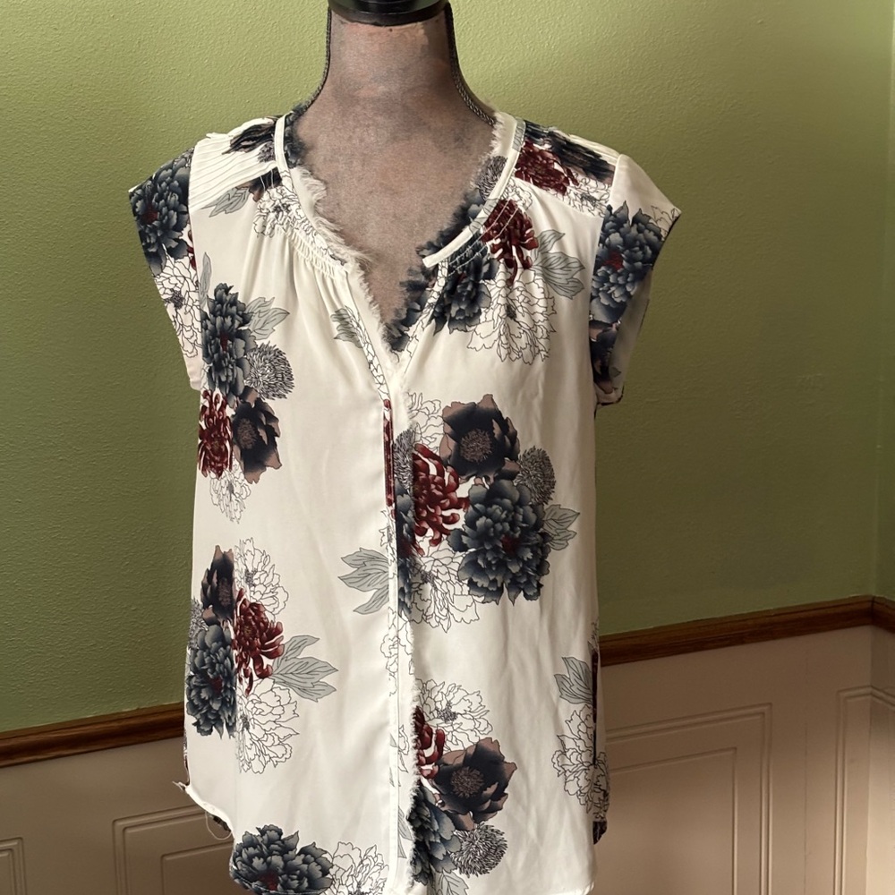 Daniel Rainn Floral Blouse - Cream, Black, Red